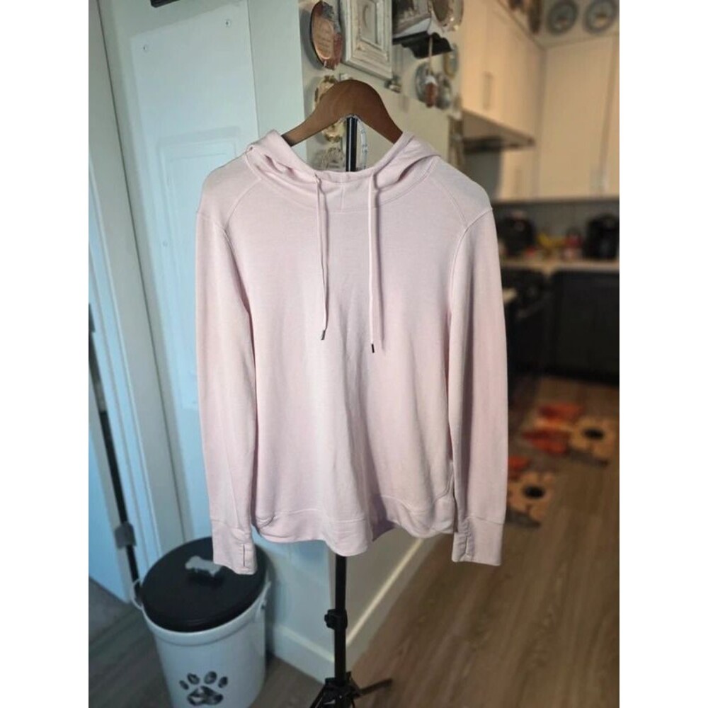 Cotton blend hoodie, light pink pullover sweatshirt